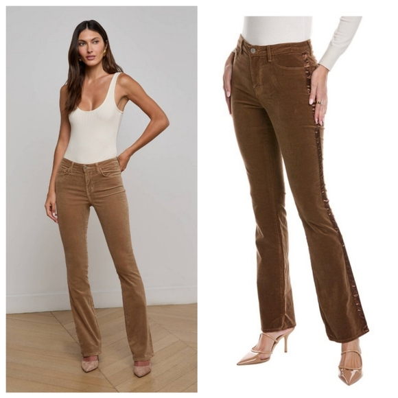 L'AGENCE Stevie High-Rise Straight Tuxedo Pant Size 27 Truffle Brown Holiday - Picture 1 of 12